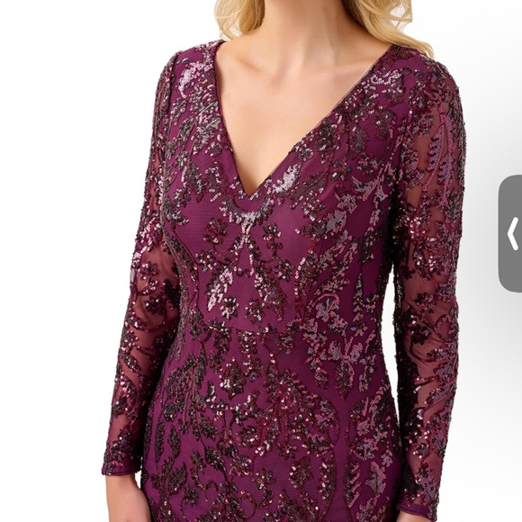 Adrianna Papell Long Sleeve Burgundy Dress - Picture 4 of 4